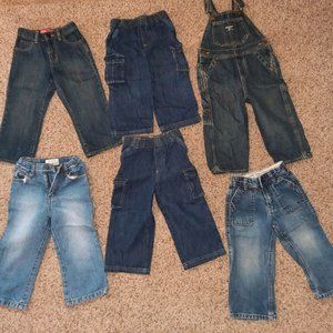 6 PAIR Boys Osh Kosh Old Navy Childrens Place 24 Mo 2T Boys Jeans Overalls